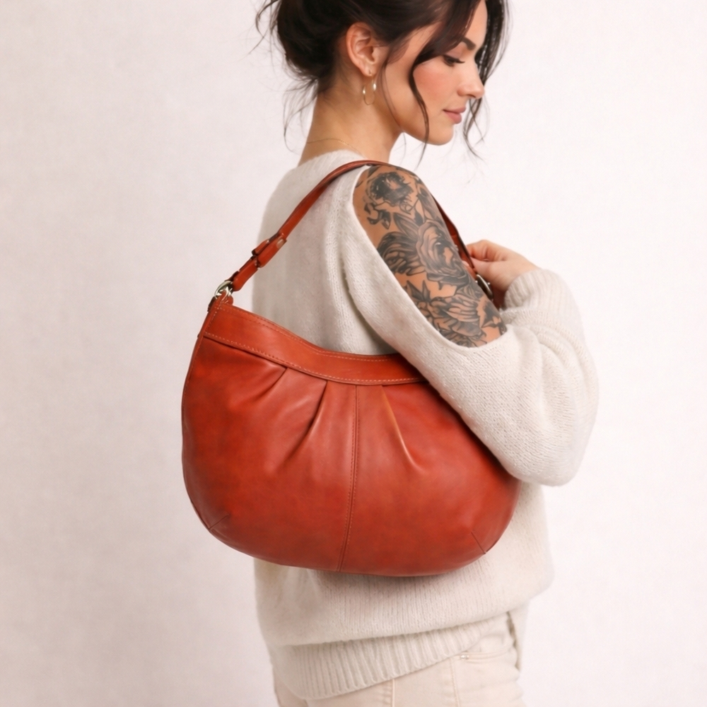 Coach Soho Hobo Bag F13731 Burnt Orange Leather Shoulder Purse